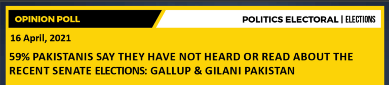 59% Pakistanis say they have not heard or read about the recent Senate Elections: Gallup & Gilani Pakistan