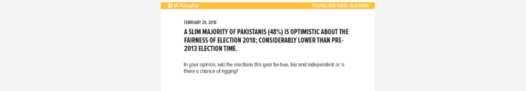 A slim majority of Pakistanis (48%) is optimistic about the fairness of Election 2018; considerably lower than pre-2013 Election time
